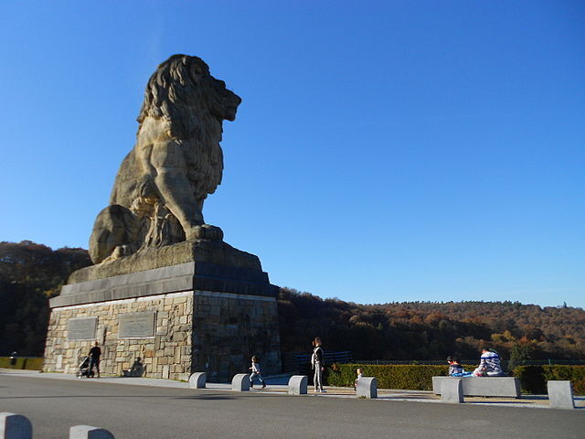 De leeuw (een beeld van Antoine-Félix Bouré) van de Gileppestuwdam.