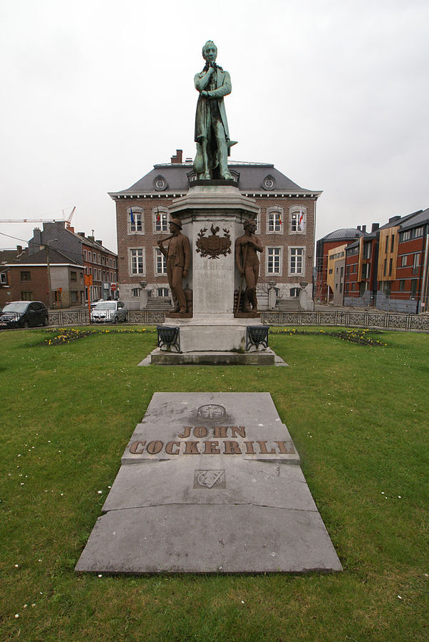 Statue and tomb of John Cockerill in front of the City Hall of Seraing (Belgium)