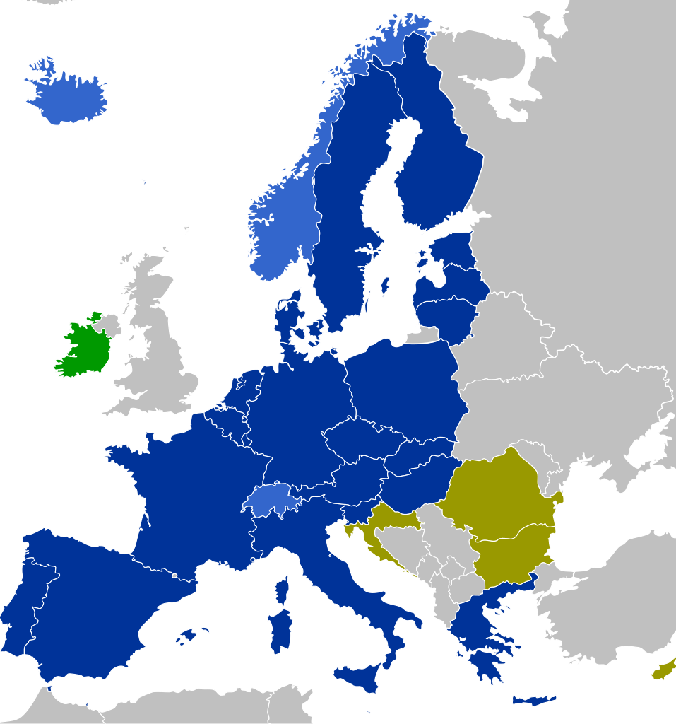 Karte mit Schengen-Raum